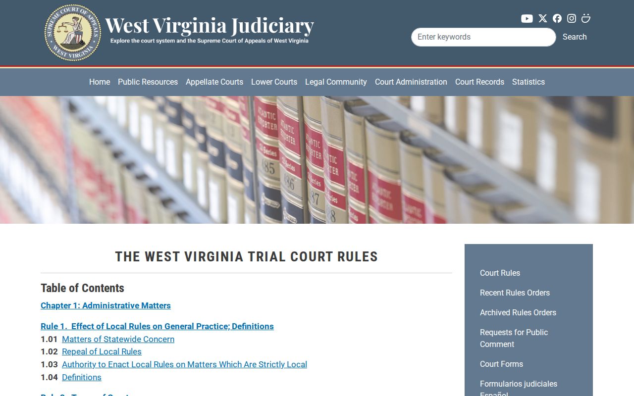 West Virginia Trial Court Rules governing Jackson County criminal docket access