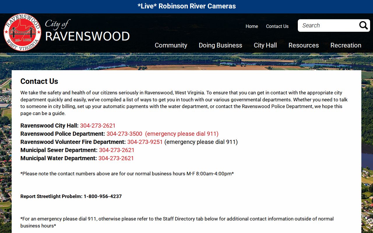 Ravenswood court record contact and City Hall details