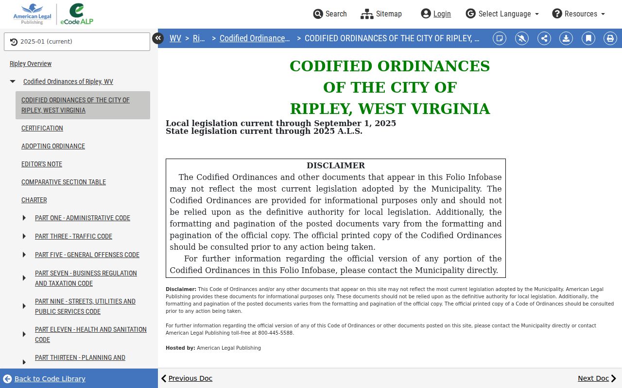 Ripley municipal court docket code provisions