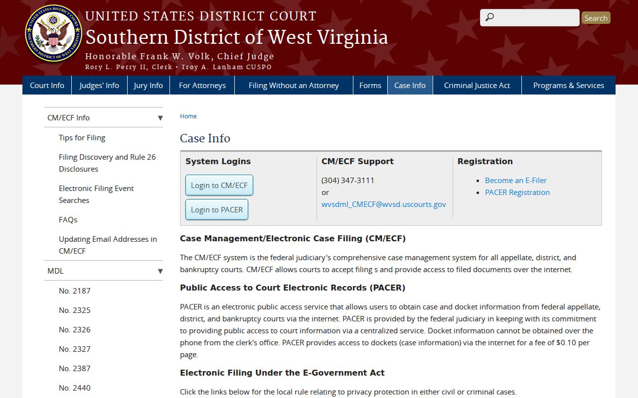 Jackson County federal court docket case information