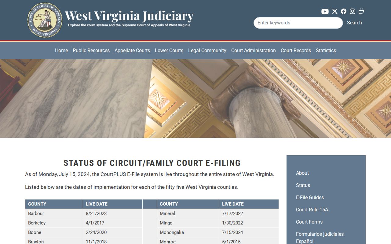 Jackson County court docket CourtPLUS status page